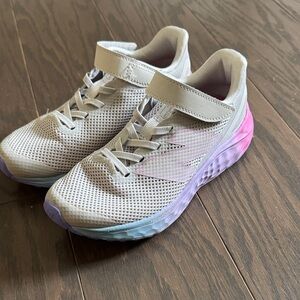 New Balance Kids' White and Pink Sneakers